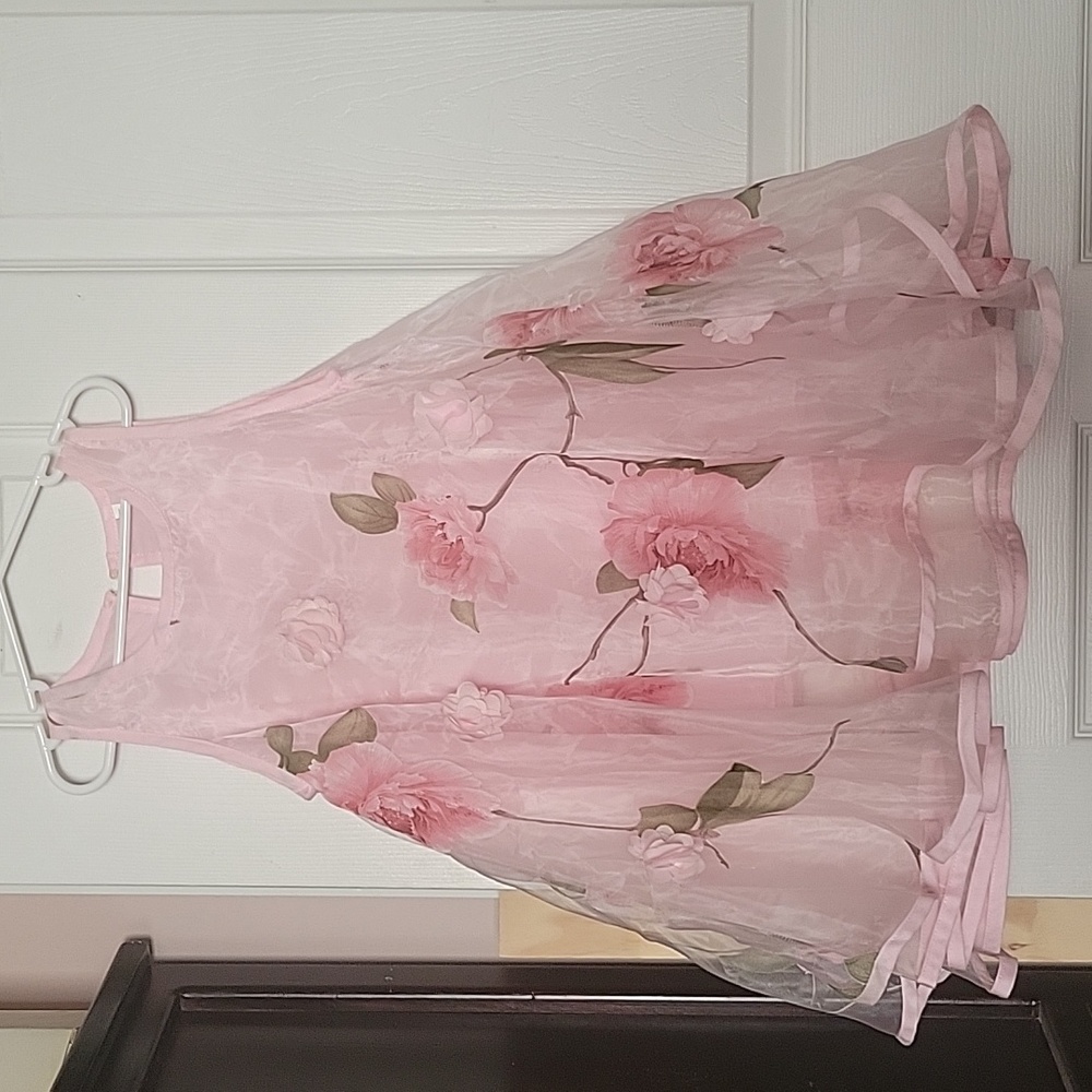 Girl Pink Floral 3 Tiered Dress